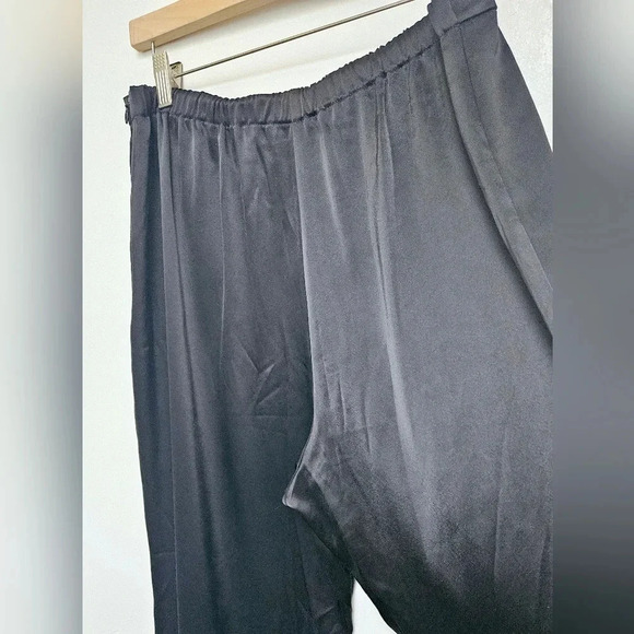 St. John Caviar Black Silky Wide-Leg Trouser Travelers Luxury Pants Size 12 - Picture 4 of 14